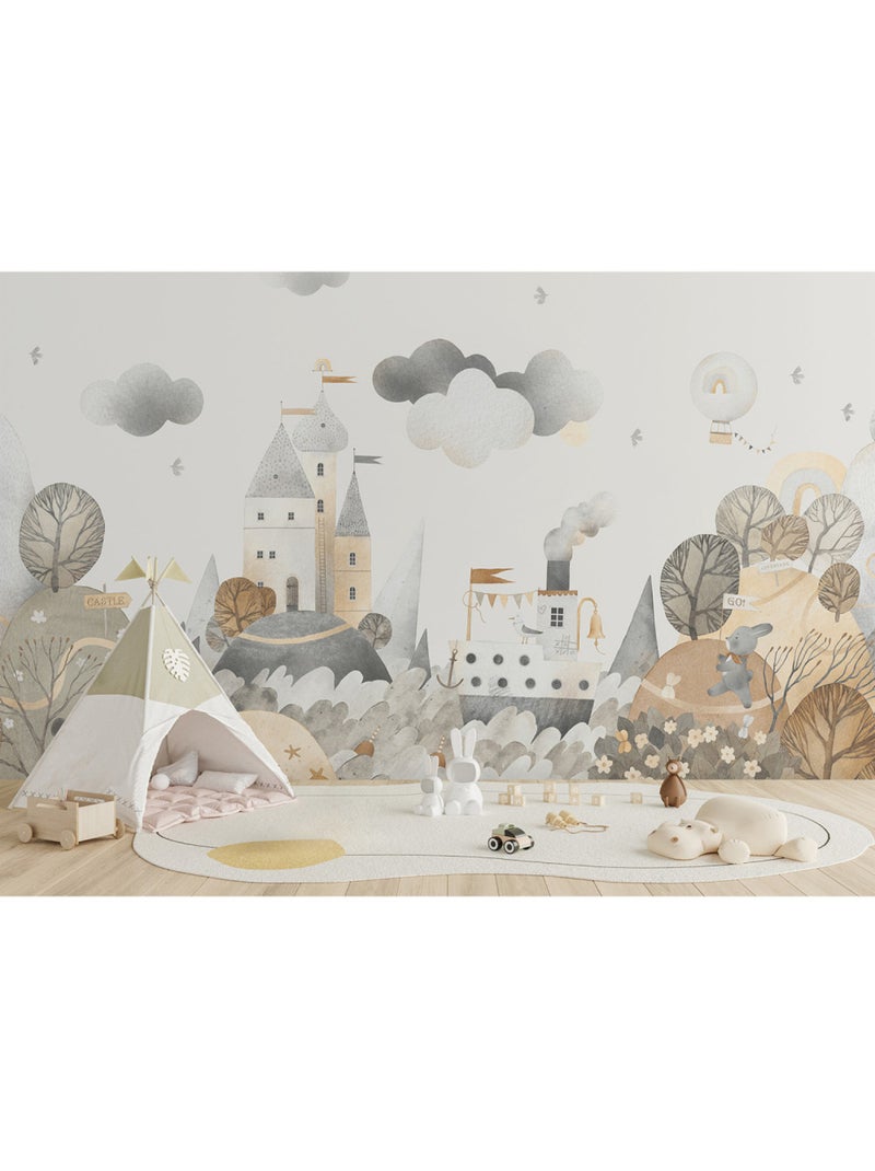 Papier peint intissé - Paysage de forêt onirique à l'aquarelle - 375x270 cm Multicolore - Kiabi