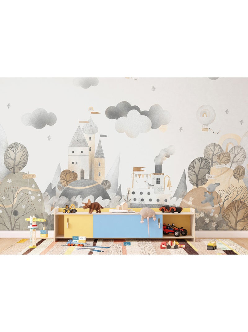 Papier peint intissé - Paysage de forêt onirique à l'aquarelle - 375x270 cm Multicolore - Kiabi