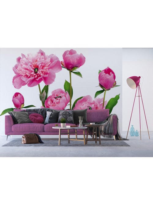 Papier peint intissé - Pivoines roses - 360x270 cm - Kiabi