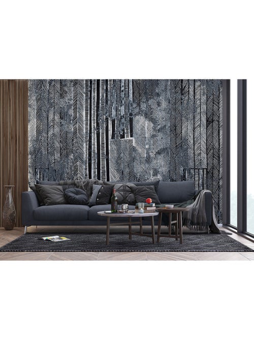 Papier peint intissé - Pneus grunge - 375x270 cm - Kiabi