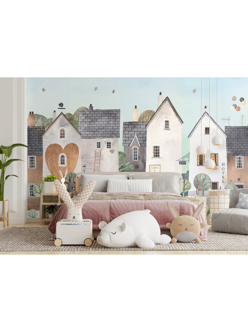 Papier peint intissé - Quartier charmant - 375x270 cm Multicolore - Kiabi