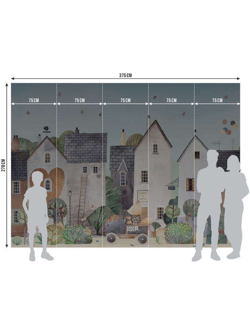 Papier peint intissé - Quartier charmant - 375x270 cm Multicolore - Kiabi