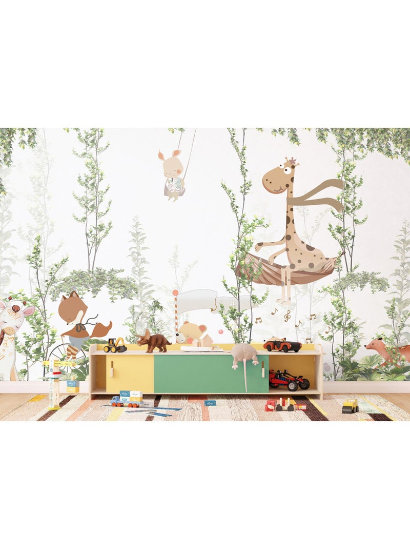 Papier peint intissé - Réunion des amis de la jungle - 375x270 cm Multicolore - Kiabi