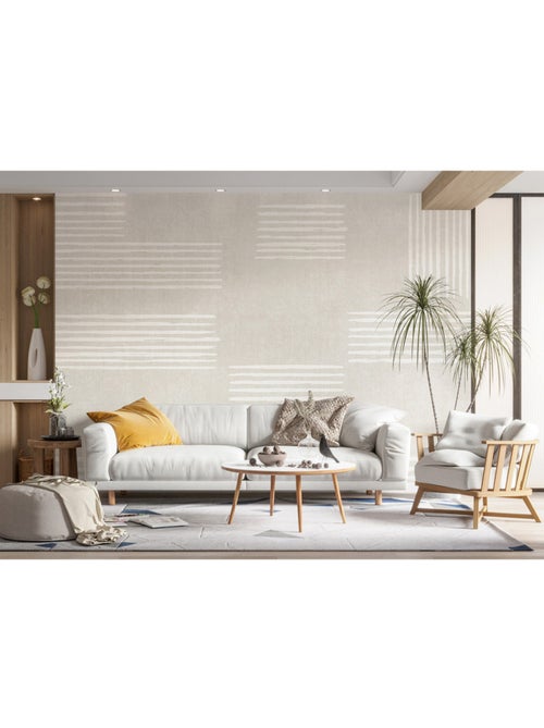 Papier peint intissé - tapis en lin - 375x270 cm - Kiabi