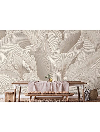 Papier peint intissé - Tapisserie de feuilles subtile - 375x270 cm