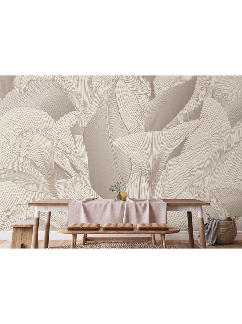 Papier peint intissé - Tapisserie de feuilles subtile - 375x270 cm Multicolore - Kiabi