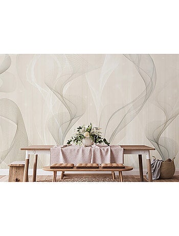 Papier peint intissé - Vagues de fumée ivoire - 375x270 cm