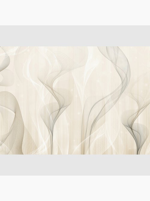 Papier peint intissé - Vagues de fumée ivoire - 375x270 cm - Kiabi