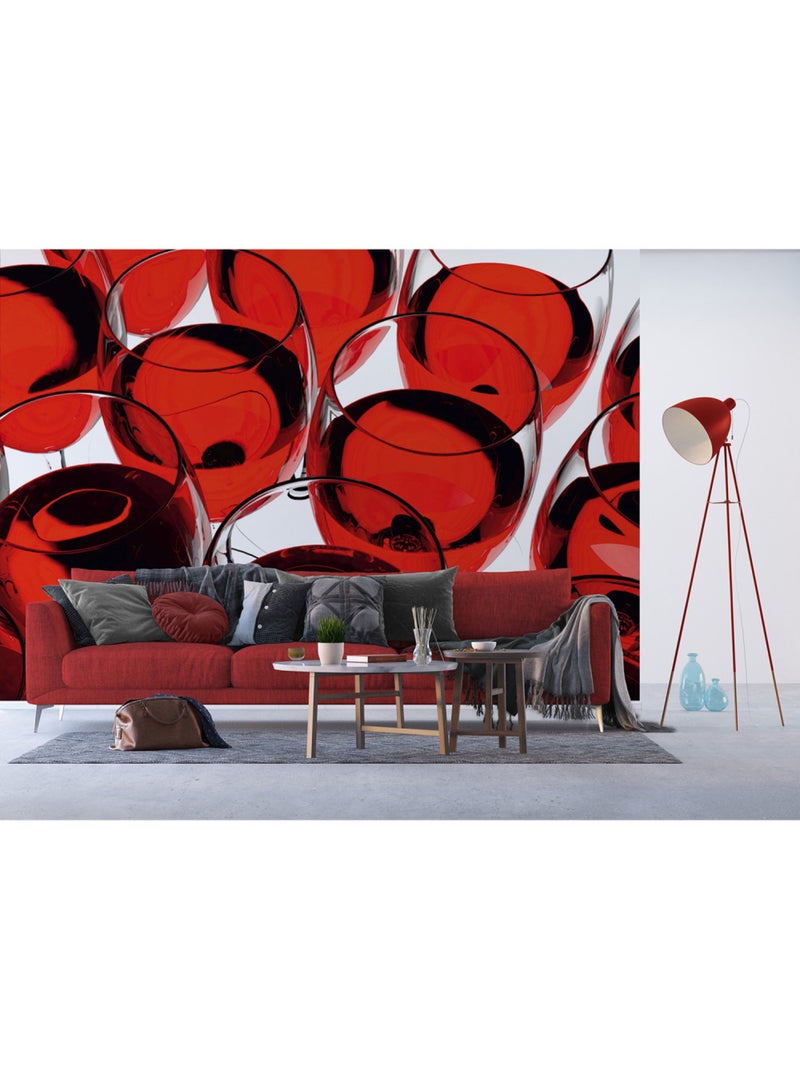 Papier peint intissé - Verre de vin rouge - 360x270 cm Multicolore - Kiabi