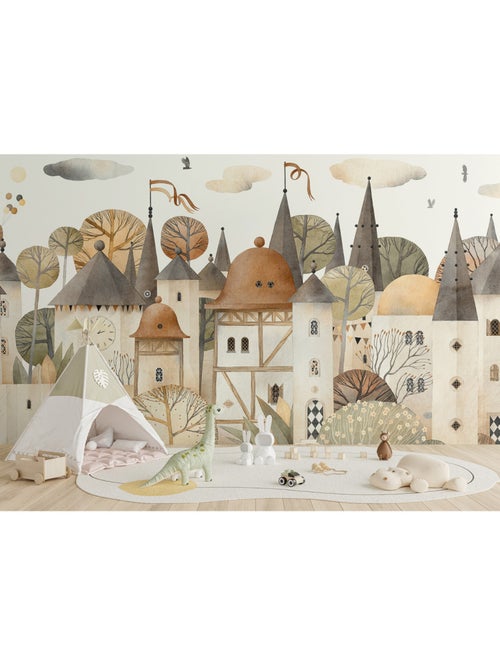 Papier peint intissé - Ville aquarelle - 375x270 cm - Kiabi