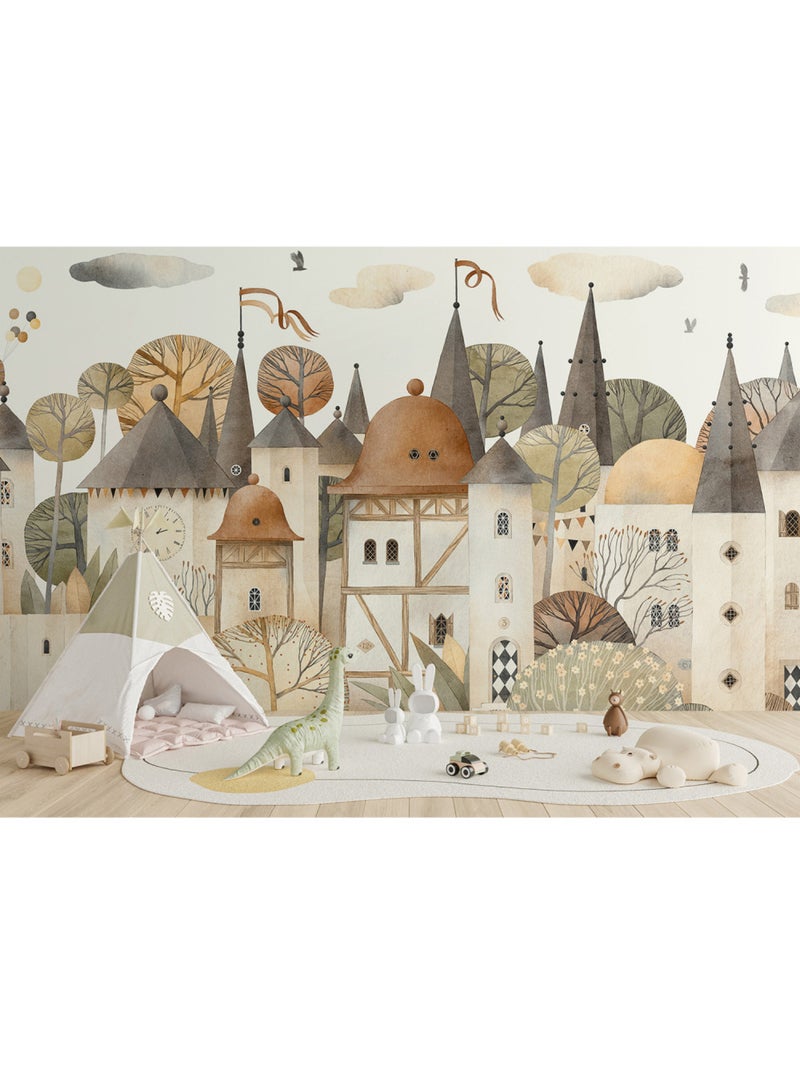 Papier peint intissé - Ville aquarelle - 375x270 cm Multicolore - Kiabi