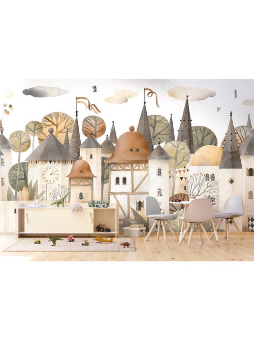 Papier peint intissé - Ville aquarelle - 375x270 cm - Kiabi