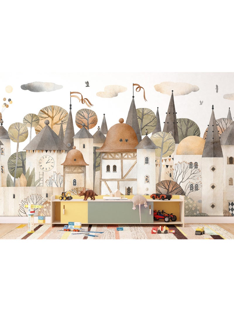 Papier peint intissé - Ville aquarelle - 375x270 cm Multicolore - Kiabi