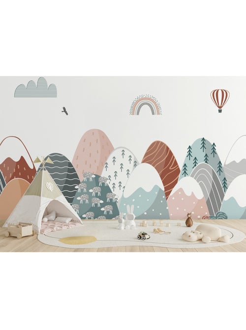 Papier peint intissé - Voyage en montagne pastel - 375x270 cm - Kiabi