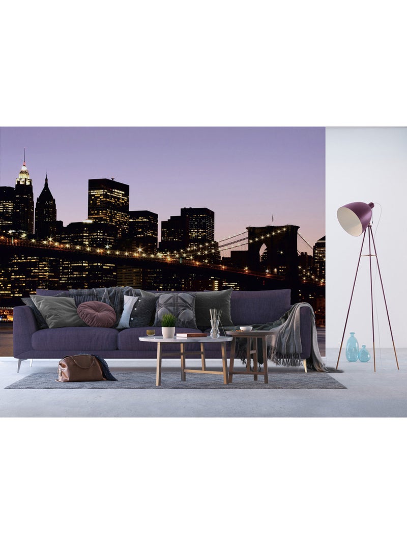 Papier peint intissé - Vue nocturne de la ville - 360x270 cm Multicolore - Kiabi