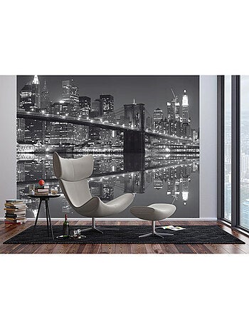 Papier peint intissé - Vue nocturne du pont de Brooklyn - 360x270 cm