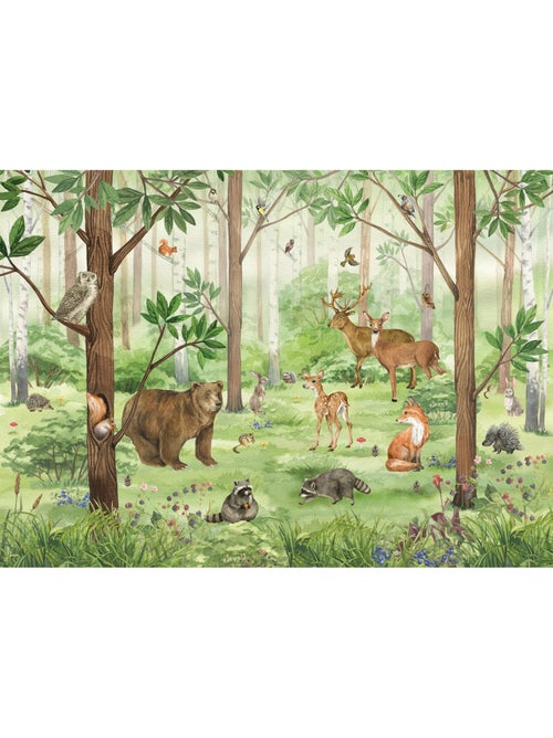 Papier peint intissé animaux de la forêt 375 x 270 cm - Kiabi