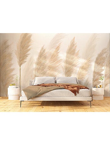 Papier peint intissé arbres dans le vent couleur sable 375 x 270 cm