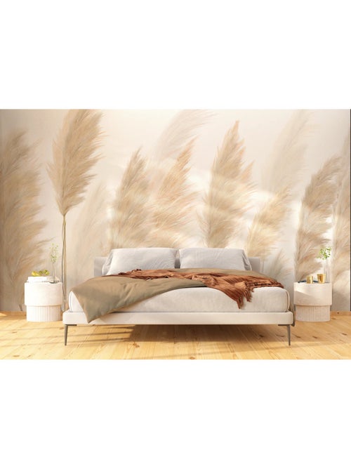 Papier peint intissé arbres dans le vent couleur sable 375 x 270 cm - Kiabi