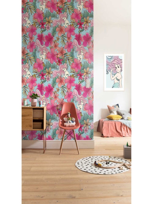 Papier peint intissé Ariel la petite Sirène Motif floral Pastel Disney 200 X 280 CM - Kiabi
