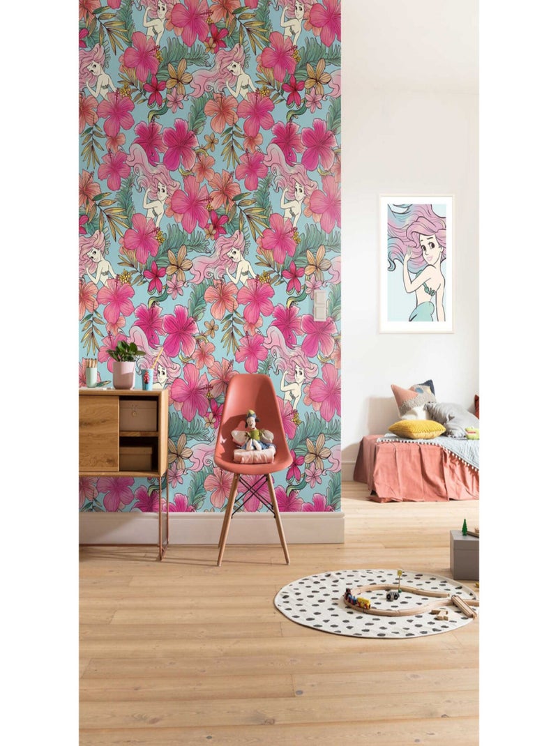 Papier peint intissé Ariel la petite Sirène Motif floral Pastel Disney 200 X 280 CM Noir Noir - Kiabi