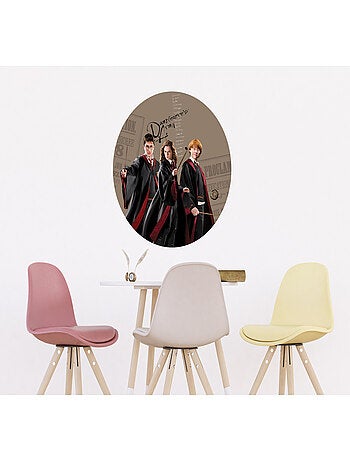 Papier peint intissé auto-adhésif rond Harry Potter et ses amis - Hermione et Ron - 70 x 70 cm