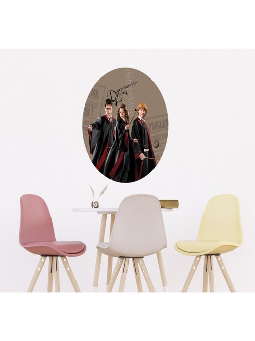 Papier peint intissé auto-adhésif rond  Harry Potter et ses amis - Hermione et Ron - 70 x 70 cm - Kiabi