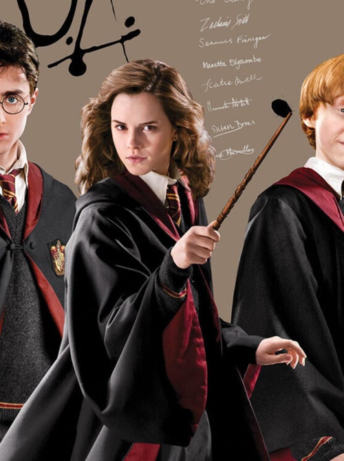 Papier peint intissé auto-adhésif rond  Harry Potter et ses amis - Hermione et Ron - 70 x 70 cm - Kiabi