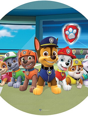 Papier peint intissé auto-adhésif rond Pat'patrouille dans la tour - 70 x 70 cm