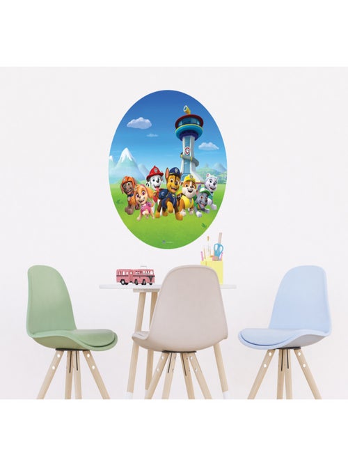 Papier peint intissé auto-adhésif rond  Pat'patrouille devant la tour - 70 x 70 cm - Kiabi