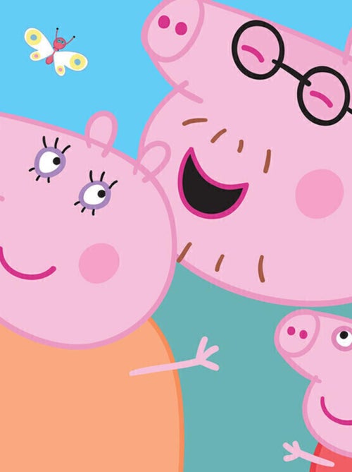 Papier peint intissé auto-adhésif rond  Peppa pig avec sa famille - 70 x 70 cm - Kiabi