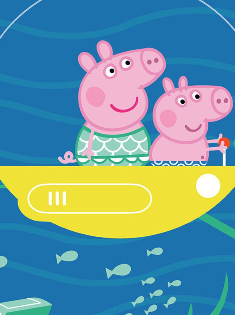 Papier peint intissé auto-adhésif rond  Peppa pig avec sa famille sous l'eau - 70 x 70 cm Multicolore - Kiabi