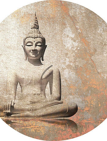 Papier peint intissé auto-adhésif rond Thème Bouddha - 70 x 70 cm