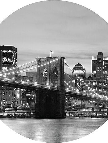Papier peint intissé auto-adhésif rond Thème Brooklyn Bridge - 70 x 70 cm