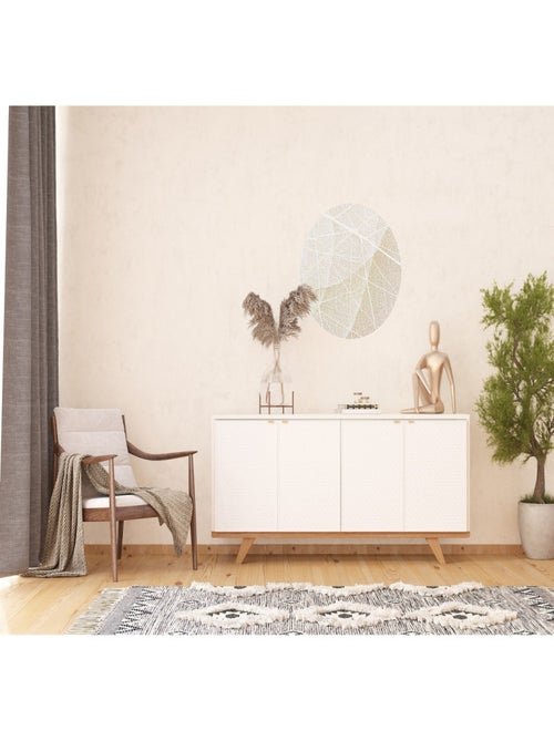 Papier peint intissé auto-adhésif rond  Thème Chemins Blancs - 70 x 70 cm - Kiabi