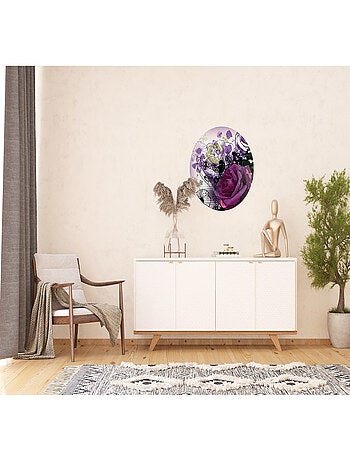 Papier peint intissé auto-adhésif rond Thème Collage De Fleurs - cm