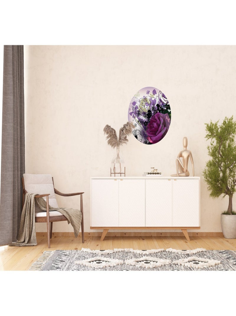 Papier peint intissé auto-adhésif rond  Thème Collage De Fleurs - cm Multicolore - Kiabi