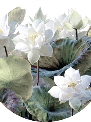 Papier peint intissé auto-adhésif rond  Thème Embossed Flowers - 140 x 140 cm