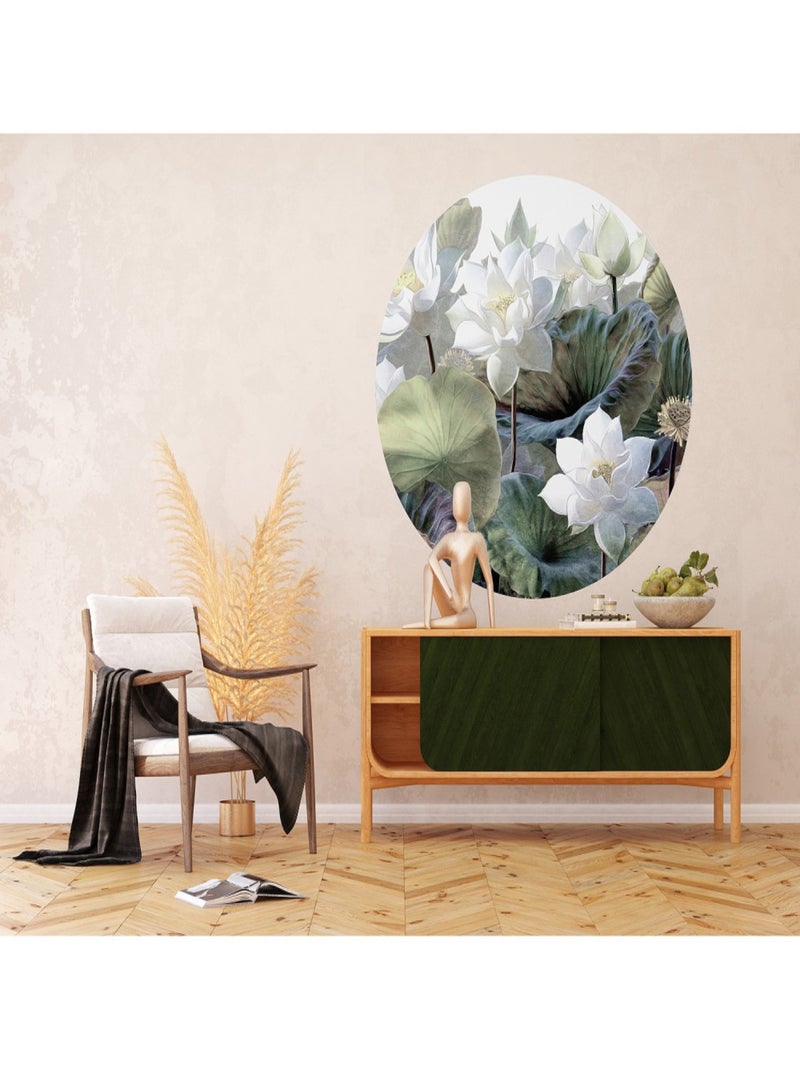 Papier peint intissé auto-adhésif rond  Thème Embossed Flowers - 140 x 140 cm Multicolore - Kiabi