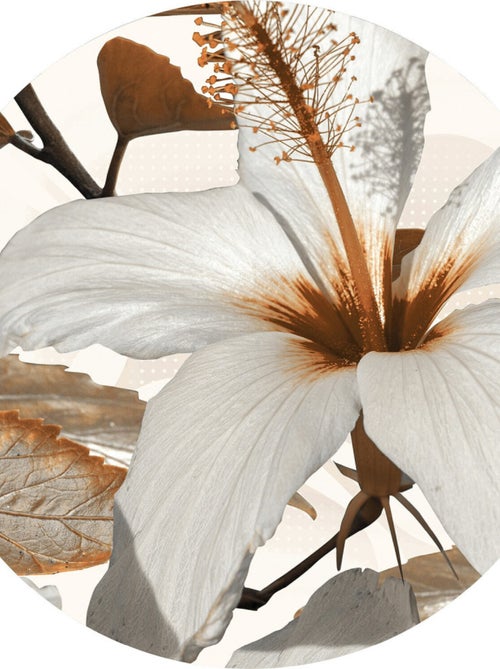 Papier peint intissé auto-adhésif rond  Thème fleurs - 70 x 70 cm - Kiabi