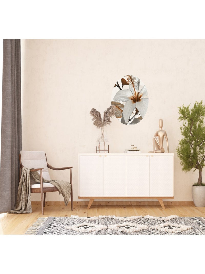 Papier peint intissé auto-adhésif rond  Thème fleurs - 70 x 70 cm Multicolore - Kiabi