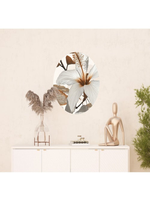 Papier peint intissé auto-adhésif rond  Thème fleurs - 70 x 70 cm - Kiabi