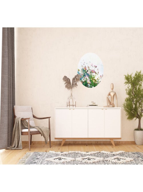 Papier peint intissé auto-adhésif rond  Thème Fleurs des champs - 70 x 70 cm - Kiabi