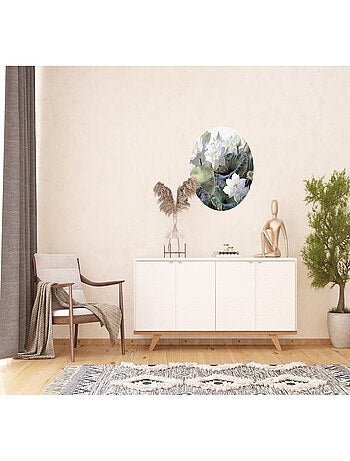 Papier peint intissé auto-adhésif rond Thème Fleurs en relief - 70 x 70 cm