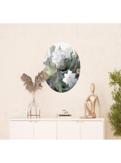 Papier peint intissé auto-adhésif rond  Thème Fleurs en relief - 70 x 70 cm - Kiabi
