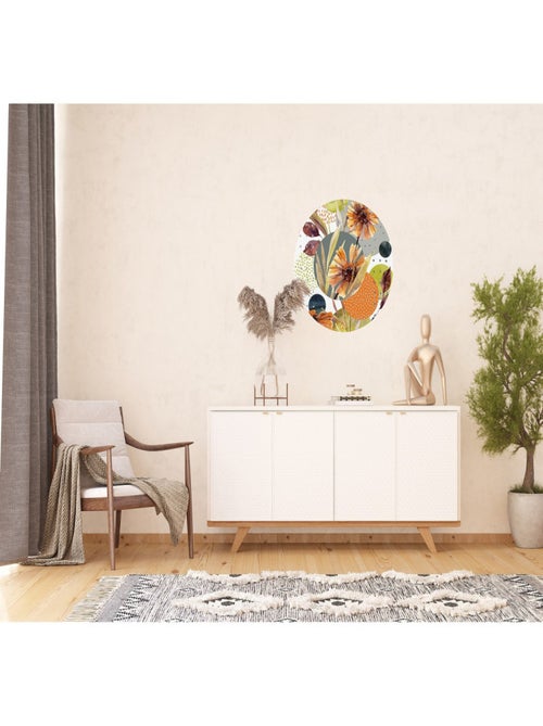 Papier peint intissé auto-adhésif rond  Thème Fleurs Et Formes - 70 x 70 cm - Kiabi