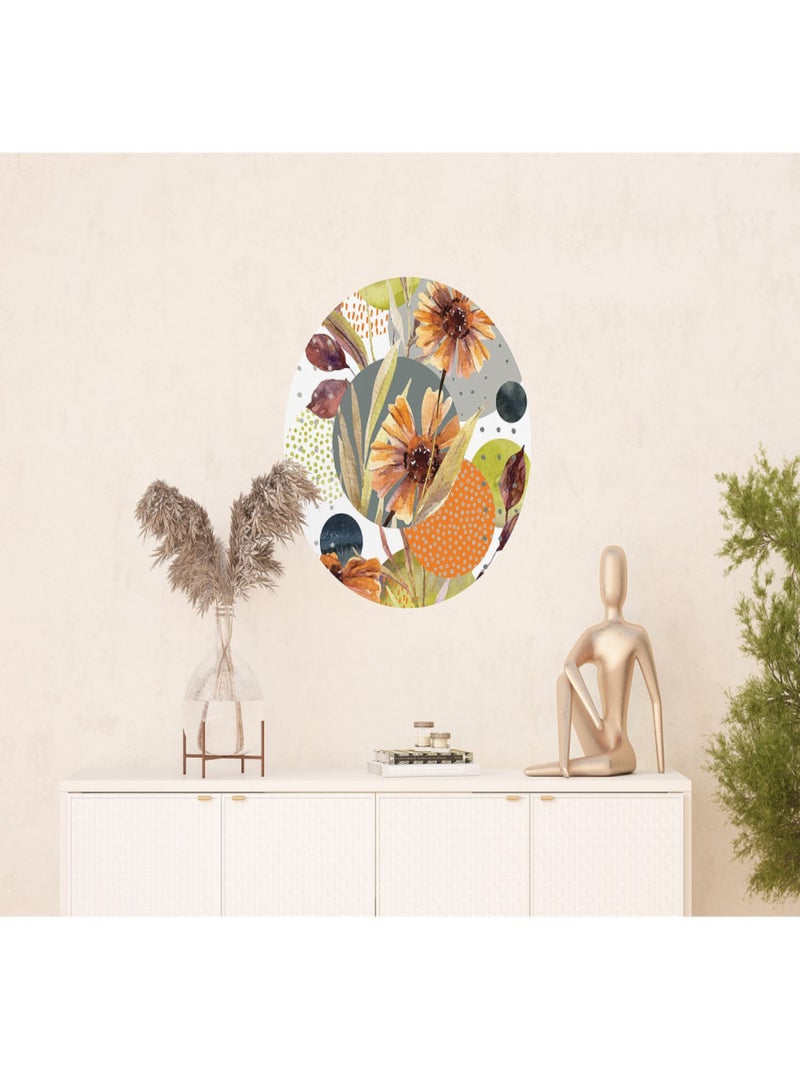Papier peint intissé auto-adhésif rond  Thème Fleurs Et Formes - 70 x 70 cm Multicolore - Kiabi