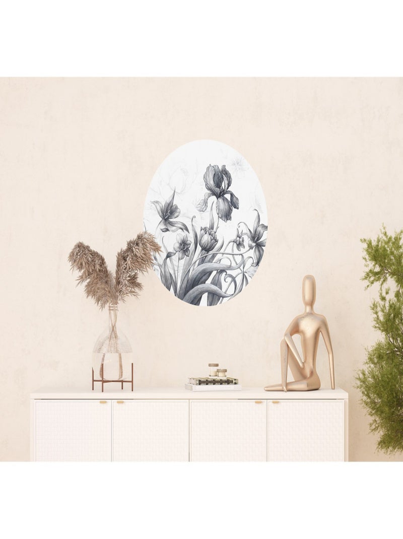 Papier peint intissé auto-adhésif rond  Thème Fleurs Vintage - 70 x 70 cm Multicolore - Kiabi