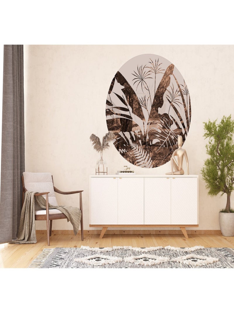 Papier peint intissé auto-adhésif rond  Thème Floral Grunge - 140 x 140 cm Multicolore - Kiabi