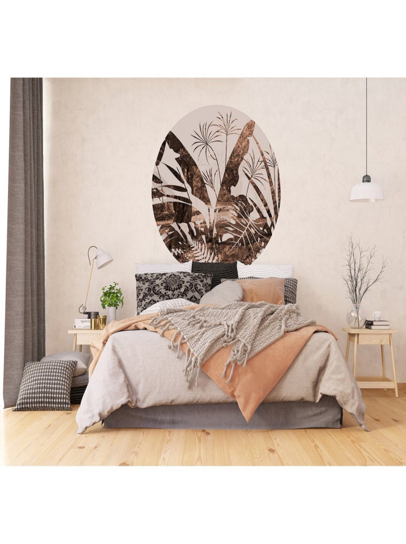 Papier peint intissé auto-adhésif rond  Thème Floral Grunge - 140 x 140 cm Multicolore - Kiabi